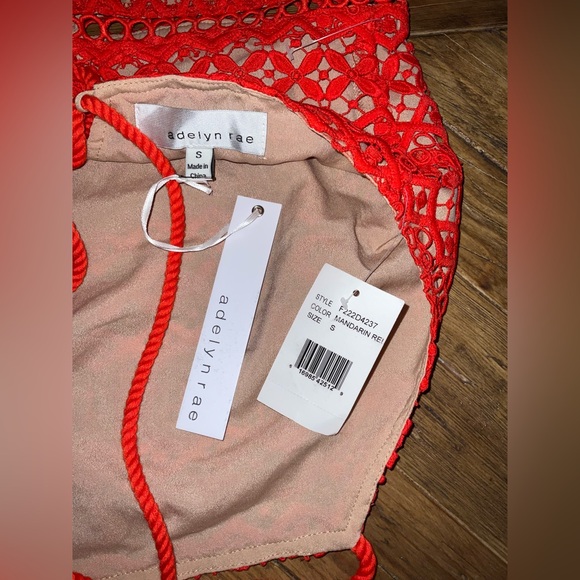 Adelyn Rae Alana Crochet Lace Midi Dress - size small -NWT-mandarin red/stunning - Picture 11 of 16